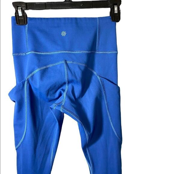 Athleta All In Reaction 7/8 Tight Lazer Cut Atlantis Pocket Blue Leggings Sz XXS - Picture 4 of 7